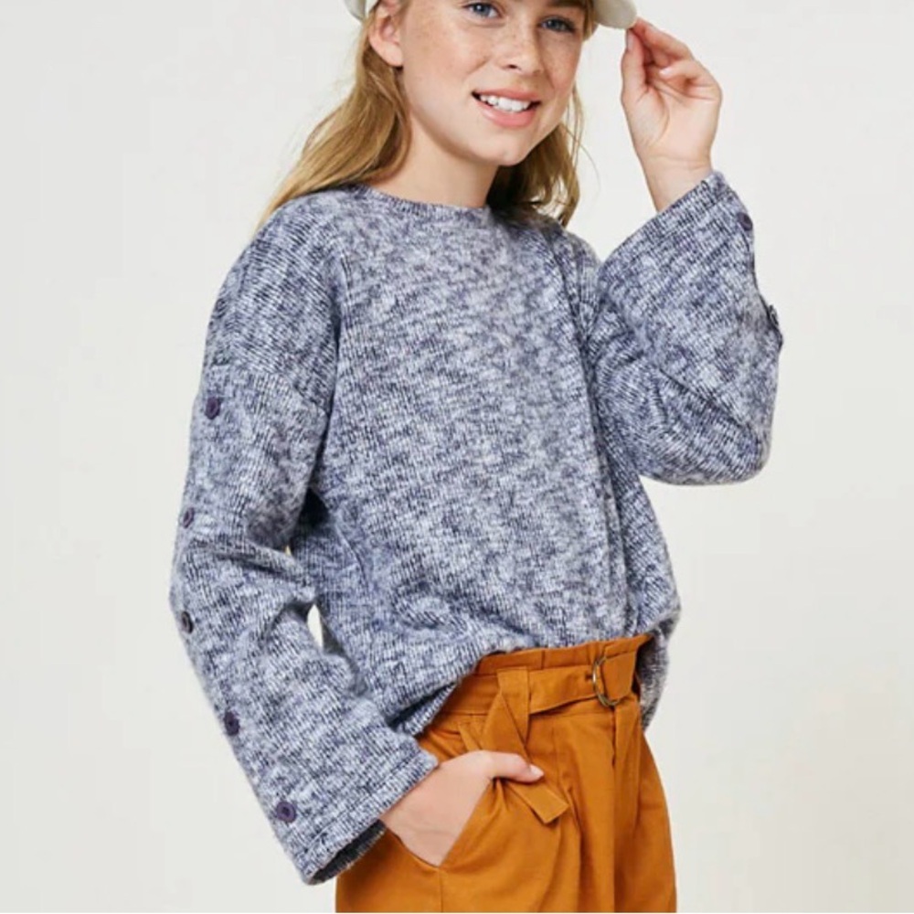 Hayden Girl Button Sleeve Brushed Knit Sweater Size XL Girls